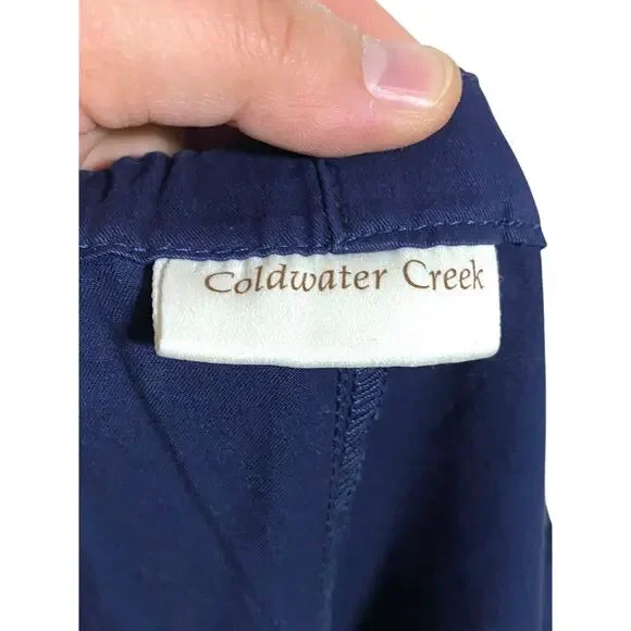 Coldwater Creek Navy Blue Pants Pull On Front Tie Pockets Womens Plus 1X 16W 18W - Picture 5 of 8